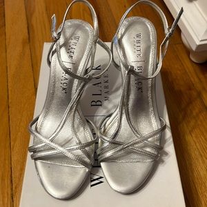 White House black market silver heel sandal